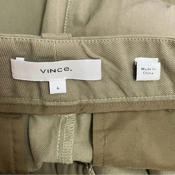 Vince Olive Green Cotton Twill Straight Leg Cropped Pants Size 6 Casual Utility - Picture 9 of 12